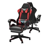bigzzia Gaming-Stuhl mit Massagefunktion und Ausziehbarer Fußstütze, Ergonomischer Drehsessel...