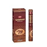Incense Sandalwood, 120 Sticks in a Six Pack. HEM Brand, Hand Rolled in India. by Hem Incense