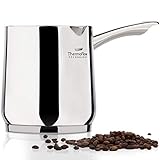 ROSMARINO Edelstahl-Induktions-Moka-Kanne, 700 ml, moderne türkische Cezve-Kaffeekanne mit...