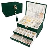 QOUBNIC Schmuckaufbewahrung, Schmuckkasten Jewelry Organizer Große Schmuckschatulle mit 3 Ebenen,...