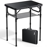 Anbte Campingtisch Klappbar 60x40cm Aluminium Rahmen 3 Höhenverstellbar 26/48/70cm Koffertisch mit...