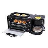 3-in-1-Frühstücksmaschine, multifunktionaler Mini-Backofen, Grill, Pizzaofen mit Kaffee Maschine,...