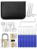 Lockpicking Set, IPSXP 25 Stück Dietrich Set mit 2 Stück Transparent Training Schlössern mit...