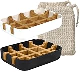 EDARTO® 2 Seifenschalen nachhaltig, umweltfreundlich aus Natur-Bambus-Holz und Maisstärke mit...
