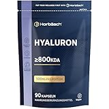 Hyaluron Kapseln Hochdosiert 800 kDa | 90 VEGANE Hyaluronsäure Kapseln | 500mg | Alternative zu...