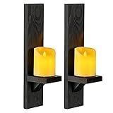 Romadedi Holz Kerzenhalter Wand Wandhalter - Schwarz Wandhalterung Kerzenständer für Kerzen 2er...
