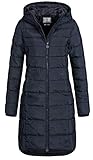 Eight 2 Nine Damen Steppmantel LETN-039 Lange Stepp-Jacke mit Kapuze night blue L
