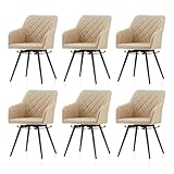 TUKAILAI Esszimmerstühle Drehbar 6er Set Kunstleder, Drehstuhl Esszimmer mit Armlehnen Polsterstuhl...