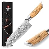 XINZUO Damaststahl 18.2cm Santokumesser, scharf Kochmesser 73 Schichten Damastpulverstahl profi...