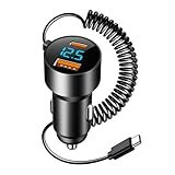 196W Zigarettenanzünder USB C Auto Ladegerät mit 100W Typ-C Spiralkabel, USB-A 66W + USB-C PD30W,...