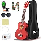 Everjoys Sopran Ukulele Set für Kinder und Erwachsene 21 Zoll Ukulele Starter Kit mit Tasche,...