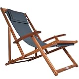 Casaria® Sonnenliege Holz Wetterfest Klappbar Verstellbar 160kg Belastbar Armlehne Nackenkissen...