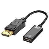 DisplayPort auf HDMI Adapter 4K, Unidirektionaler PC DP 1.2 Stecker auf Bildschirm HDMI 1.4 Buchse,...