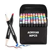 Aoriyar Marker Stifte 80 Farben, Alkohol Kunst Marker Färben Künstler Stifte Dual Tip Marker...