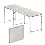 Toboli Campingtisch klappbar 180x60x70cm höhenverstellbar 54/61/70cm Klapptisch Aluminiumrahmen und...