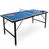 Indoor Mini Tischtennisplatte Ping Pong 150x75cm - Blauer Klapptisch, mit 2 Schlägern und 3...