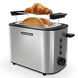 KitchenBoss Edelstahl-Toaster für 2 Scheiben：Toaster mit Brötchenaufsatz und Herausnehmbare...
