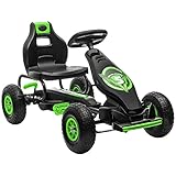 HOMCOM Gokart, Kinderfahrzeug mit verstellbarem Sitz, Tretauto mit Gummireifen, Pedal und...