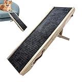 Verstellbare Hunderampe | tragbar mit 4 verstellbaren Ebenen, Hundestufen aus Holz für Bett | für...