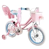 RULLY 18' Daisy Fahrrad für 5 6 7 8 9 Jahre alte Mädchen, 18' Kinderfahrrad mit Stützrädern,...