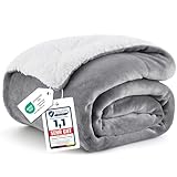 BEDSURE Decke Sofa Kuscheldecke Grau - warm Sherpa Sofaüberwurf Decke, Dicke Sofadecke Couchdecke,...