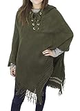 Styles I Love Poncho mit Fransen, zum Schnüren, Poncho, Pullover, Strickjacke, weich, für den...