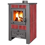 ProTermo Alpina G Rot Kaminofen mit Schamottstein - 8 kW Heizleistung - Kaminofen Holzofen mit...