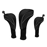 Schlägerkopfhüllen, 3 Stück Driver Wood Head Club Covers Equipment Pole Protective Sleeve, Golf...