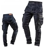 NEO TOOLS Herren Arbeitshose Denim, lang, 8 Pockets, Gr. XS-3XL, verstärkte Nähte, ausprofilierter...