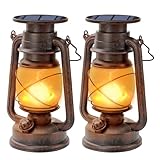 Hzitcigm Vintage Solarlaterne für Außen, 2 Stück Solar Laterne Hängende Retro LED Solarlampen...