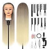 Trainingsköpfe, 28 inch Übungskopf Frisierkopf Friseur 100% Synthetikfaser-Haar Styling Kopf...