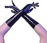 GREEFEI Schwarze Latex kurze Handschuhe,Naturkautschuk Handschuhe Unisex Handarbeit,Maskenball Thema...