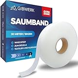 GIBWERK Saumband zum Aufbügeln Waschfest | 60 GSM | Extra Stark | 30 Meter x 20 mm | Waschfest und...