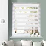 Grandekor Doppelrollo Klemmfix ohne Bohren Weiß 40x120cm(Stoffbreite 36cm) Fenster Rollos für...