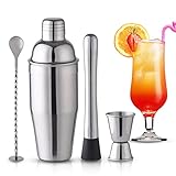 Wikimo Edelstahl Cocktail Shaker mit Bar Zubehör, 750ml Cocktail Mixer Set für Zuhause Bar, mit...