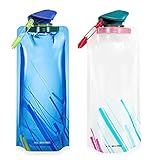 CAINCAY Faltbarer Wasserflaschen, 700ml 2 Stück Faltbare Trinkflasche Flexible Zusammenklappbare...