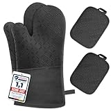 MILcea Ofenhandschuhe Topflappen Topfhandschuhe 4er Set - Ofenhandschuhe Hitzebestaendig bis 300°C,...