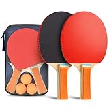 flintronic Professionel Tischtennis Set, 2 Tischtennisschläger mit 3 Tischtennis Bälle und 1...