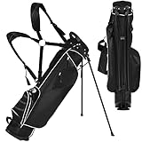 COSTWAY Golfbag, Golf Stand Bag mit Standfüßen, Regenhaube & 4-facher Unterteilung, tragbare...