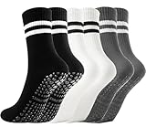 Gendewiner 3 Paar Yoga Pilates Socken Baumwolle Schwarz Weiß Grau Barfuß abs Set Ballett Grippy...