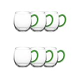Novaliv 6X Weinseidel mit grünem Henkel 250 ml Weinglas geeicht Glas Weißweinglas Glühweingläser...