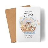 Kiddle-Design Karte Taufe Personalisiert Arche Noah Junge Mädchen Taufgeschenk Taufkarte Patenkind...