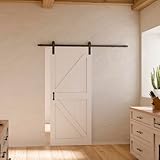 inova Schiebetür Komplettset weiß 900x2150mm Scheunentor offene Laufschiene schwarz mit Softclose