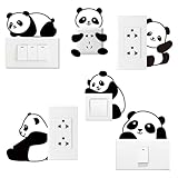 AHANDMAKER 6 Stück Süße Panda Lichtschalteraufkleber Cartoon Pandas Wandaufkleber Lichtschalter...