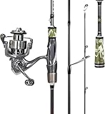 Yun Nong Spinn-Angelrute und Rolle, geteilter Golfgriff, 30T Kohlefaser, 2-teilig, Reise-Angelrute...