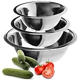 com-four® 3-teiliges Schüssel-Set aus Edelstahl - Salatschüssel in 3 Größen - Rührschüssel -...