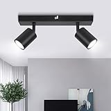 Ketom LED Deckenstrahler Schwarz, Deckenlampe 2 Flammig Schwenkbar, GU10 Küchenlampe Deckenleuchte...