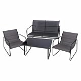 Nexos Trading Astoria Sitzgarnitur Gartengarnitur 1 Bank 2 Stühle 1 Glastisch Garten-Set – Farbe:...