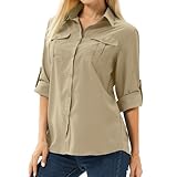 Asfixiado Damen Hemd UPF 50+ UV Schutz Langarmshirt Damen Outdoor Wanderbluse Safari Kleidung Damen...