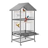Vogelkäfig für Wellensittiche & Großsittiche 170 cm Volierenkäfig mit 4 Rädern | Robust aus...